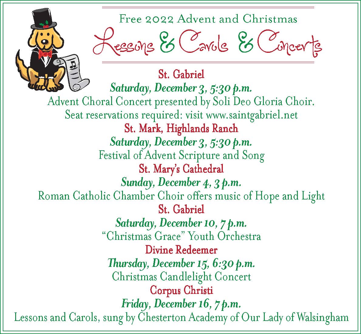 Lessons and Carols and Concerts